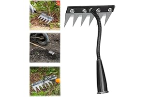 GIENSLRU 5/6/7/8 Dents Rateau De Désherbage Berthaus, Outil De Râteau De Désherbage avec Manche, Râteau De Jardin en Métal Très Résistant, Rateau Bertaus pour Désherber/Ameublir/Semence (6 Dents)