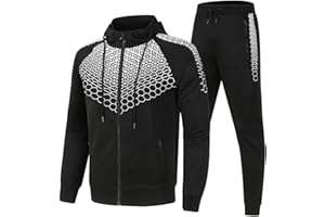 NTRIUQJ Tenue Sport Homme DéContracté Hooded Survetement Sport Ensemble Doux Chic VêTement Complet Full Zip Sweat à Capuche et Pantalon et Fall Jogging Homme Ensemble Training Homme Complet Pas Cher