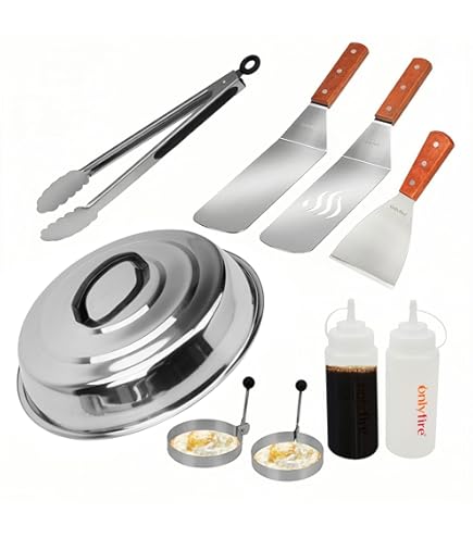 35-teiliges Grillspachtel Set Edelstahl - Burger Presse & Plancha Zubehör