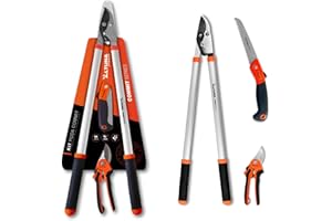 Altuna - Kit de Poda - Incluye Tijera de Poda a 2 Manos + Tijera 1 Mano para Jardín + Serrucho Plegable con Dentado Japonés - Tu Pack Ideal para Tener tu Jardín Perfecto - Ideal como Regalo