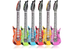 THE GLOWHOUSE Aufblasbare Musikinstrumente - Gitarre, Saxofon & Mikrofon - Zubehör für Partys - zufällig ausgewählte Farben - 4 Gitarren