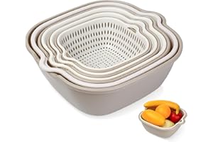 BUT THE COW Zestaw wielofunkcyjnych durszlaków kuchennych, 8 sztuk, dwuczęściowa konstrukcja, durszlaki do odsączania, do makaronu, do mycia ryżu, owoców, plastikowe