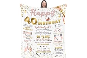 EIMOPE 40th Birthday Gifts Blanket for Women, Gifts for 40th Birthday Woman, Women 40th Birthday Gifts Ideas, Birthday Throw Blanket Gifts, Happy 40 Year Old Birthday Gifts for Women Wife Sister