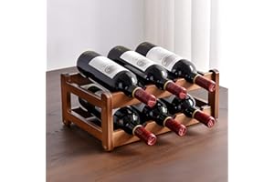 Cokritsm Estantes para Vino De 6 Botellas, Encimera De Bambú, PequeñO 2 Niveles, Soporte De Almacenamiento De Vino De Mesa para Despensa, Gabinete, Bar, DecoracióN del Hogar, Bar, Bodega, SóTano