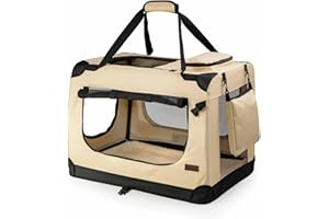 LIONTO Dibea TB10042 Składane Pudełko do Transportu Małych Zwierząt, L/70 x 52 x 50 cm, Beżowy