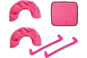 rflaueo Ice Skate Guards & Soakers & Towel Kit Sports Hockey Blade Guards Ice Hockey Skate Blade Guards Plastic Cover with Spring Ice Skating Protector(U186-1)
