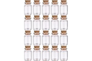 FVIZAL Spell Jars, 20 Pcs Small Glass Bottles with Cork Lids 8ml Mini Spell Jars Small Message Bottles Tiny Wishing Bottles Miniature Potion Bottle for Halloween Decorations Diy Arts Crafts Weddings Jewelry