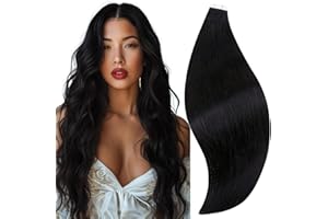 ‎RUNATURE RUNATURE Echthaar Extensions Tape Schwarz 55 cm Tape in Extensions Echthaar Schwarz Haarverlängerung 20 Stück 50g Extensions Echthaar Tape Lang Echte Haare #1