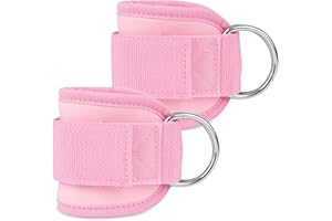 FIKIRO 2Pcs Gym Ankle Strap Cable Attachment, Ankle Straps for Cable Machines Adjustable Strap，Double D-Ring Ankle Gym Cuff for Kickback Legs, Glute Workouts, Leg Extensions