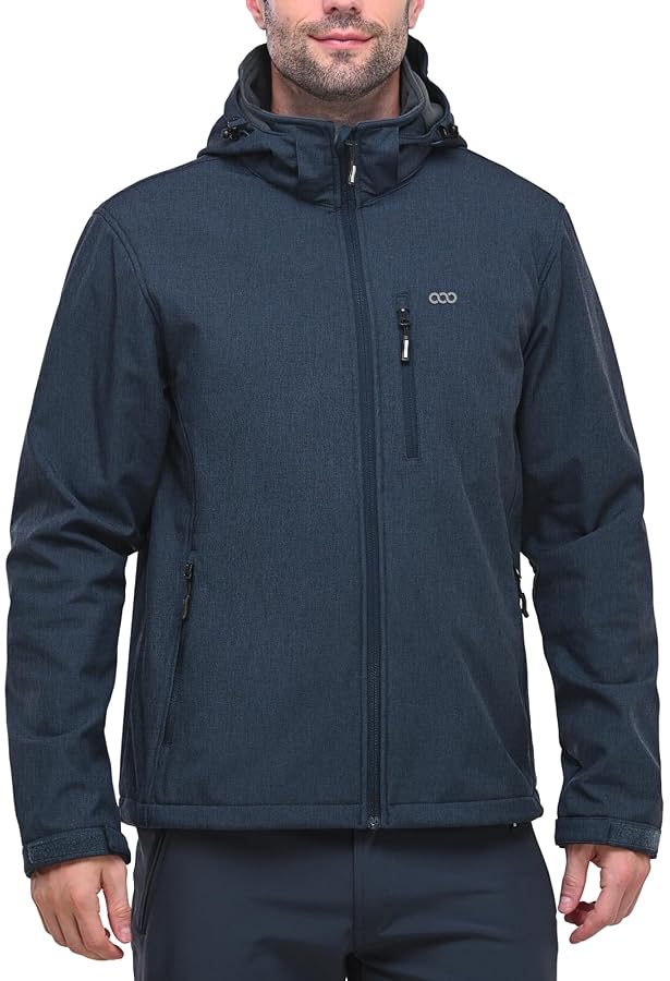 Veste Décontractée Homme QIUhhpuy - Coupe-vent Imperméable, Softshell Respirant, Poches Zippées