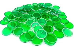 ACPOPBM 100 Jetons de Loto avec Anneaux Métalliques - Accessoires de Jeu d'Échecs Transparent pour Les Amateurs de Bingo (Vert)