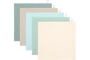 GSrenyu 5 Pack Muslin Cloths For Baby, 100% Cotton Baby Burp Cloths Muslin Squares Wipes Newborn Essentials For Shower Gifts Wiping Feeding