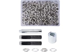 Luabue 140 Sets Ösen Werkzeug Set 12mm Ösen Set mit 4pcs Werkzeug Metallösen Kupfer Planenösen Ösen für DIY Leder Schuhe Ledertaschen Kleidung Handwerk Stoff (12mm)