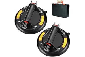 Volpeblu Ventouse Carrelage, 2 Pièces 8" Ventouse Vitre, Professionnelles Ventouses à Vide Pour Levage Verre, Carrelage, Marbre, Fenêtre, Avec BoîTe à Outils Portable,Capacité De Charge 150kg