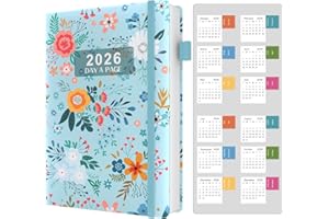 DZHZAL Diary 2026 Day Per Page, Page a Day, January 2026 to December 2026, Productivity Daily Planner with Tabs & Calendar Stickers, Hard Cover Pen Loop, Inner Pocket, Banded, A4 (8.5" x11")
