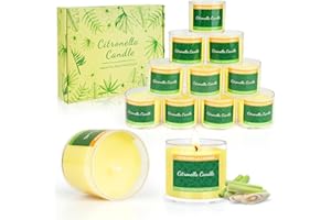 LDUMODUW Citronella świeczki typu tealight Citronella do użytku na zewnątrz – duże podgrzewacze 10 godzin, trwały zestaw 12 świec, naturalny wosk sojowy, świece na prezent dla kobiet, sąsiadów, przyjaciół