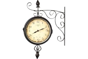 pajoma Zegar ścienny w antycznym stylu, obustronny cyferblat, antyczny zegar ścienny, dł. 43 x szer. 31 x wys. 9 cm