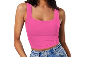 RIROW Damen Ärmelloses Tank Top Slim Fit Quadrat-Ausschnitt Geripptes Basic Oberteil