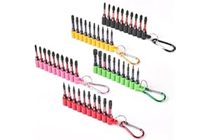 Geinxurn 50 Stück Schlagfester Schrauberbitsatz, 50mm Torx Hex Phillipes Pozidriv Schrauber Bit Set Magnetische S2 Stahl 1/4 Zoll Sechskantschaft und Farbige Weiche Hängestreifen zur Aufbewahrung