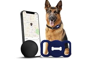 Nasuanata Localisateur pour Chiens, Traqueur de Position pour Animaux de Compagnie avec Coque en Silicone, sans GPS Dispositif Tracker de Chien Fonctionne avec Find My (iOS Uniquement) (Bleu)