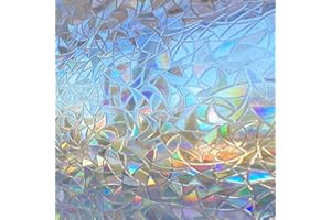 Zindoo Vinilos para Cristales Vinilo Adhesivo Cristal 3D Efecto Arcoiris 75 × 200cm Estático Anti UV Translucido Vinilo Ventana Decorativo para Dormitorio Sala Comedor Cocina