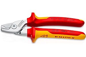 KNIPEX StepCut Kabelschere verchromt isoliert mit Mehrkomponenten-Hüllen, VDE-geprüft 160 mm, 95 16 160