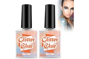 FANICER 2x10 ml Glitter Tattoo Glue, Adhesivo Corporal Soluble en Agua para Tatuajes Temporales, Gel para Purpurina Ideal para Halloween, Carnaval, Navidad, Cosplay y Fiestas Temáticas