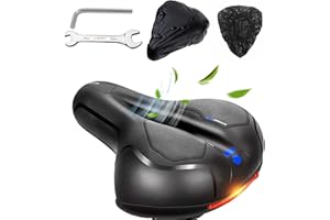 Qcdou Sella per bicicletta da uomo e donna, comoda in gel ergonomico, con copertura impermeabile e chiave, morbida, traspirante, ammortizzante per la maggior parte delle biciclette