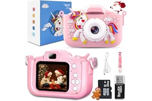 UZIMOO Kinderkamera, 1080P HD Kinder Kamera mit 2.0”-Bildschirm & 32GB Karte, Selfie Digitalkamera Kinder Fotoapparat Kinder, Weihnachts Geburtstagsgeschenke, Spielzeug für 3-12 Jahre Mädchen Jungen