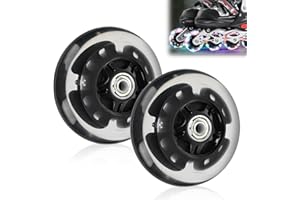 VEGENA Ruedas Luminosas para Patinete, 2 Piezas de Ruedas para Patinete LED, Ruedas de Repuesto, Ruedas con Luz LED con Abec-7 Rodamientos de Bolas, Ruedas para Todo Tipo de Patinete (Black-100mm)