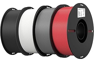 Creality Ender PLA 1,75 mm Pack de 4 Filaments pour Imprimante 3D, Anti-nœuds, Forte Adhérence et Excellente Tenue des Surplombs, Précision +/- 0,02 mm (Noir, Blanc, Gris, Rouge)