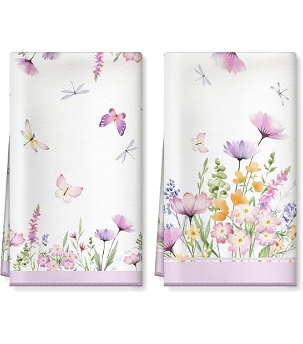Canovacci In Microfibra Per Cucina Strofinacci Cucina Primavera 2 Pezzi - Microfibra 40x60cm, Assorbenti, Decorati Fiori, Rosa/Verde Decorazione - 11