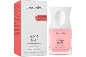 ‎ALESSANDRO alessandro Ridge Filler - Nagelpflege Lack & Rillenfüller für glatte Nägel - Mit Hibiskus, AHA & Kokosnussöl - Pflegender Nagellack mit transparentem Glanzeffekt - Ohne Talk - Vegan - 10ml