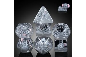 Elephant DND Dice, DNDND 7PCS Resin D&D Die with Velvet Bag for Dungeons and Dragons Role Playing Games and Tabletop Games（Elephant