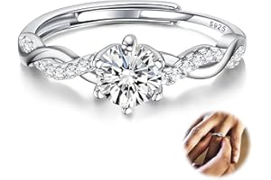 JeweBella Bague en Argent 925 Réglable Femme Bague Zircone Cubique Brillant Fiançailles Promise pour Mariage Alliance Bijoux Femme