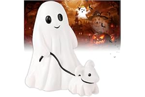KutaKuta Halloween Ghost Walking His Ghost Dog Ornaments 2024 New Spooky Ghost Dogs Sculpture for Halloween Decorations for Indoor Outdoor Home Porch Yard Decorations (Jungen)