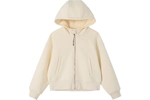 Rolanko Sweat à Capuche Zippé pour Filles, Veste à Capuche à Manches Longues Sweat-Shirt Chaud avec Poches pour Enfants
