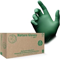 AMPRI Biologisch abbaubare Nitrilhandschuhe, grün, 100 Stück/Box, Größe XS, puderfrei, Nature Gloves by Med-Comfort: Nitril Einmalhandschuhe, 