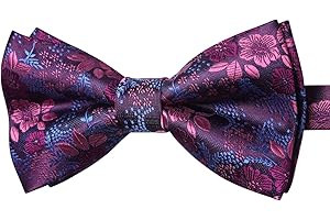 HISDERN Paisley Cuello Floral Pajarita Mariposa de banquete de boda ajustable Pata de lazo Pre-Atada