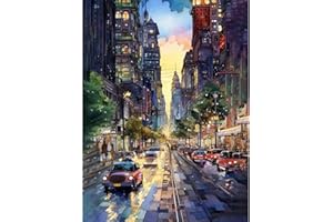 VIART City Paint by Numbers for Adults-Painting by Numbers for Adults Night View,Paint by Number Kits for Home Wall Decor 12x16inch