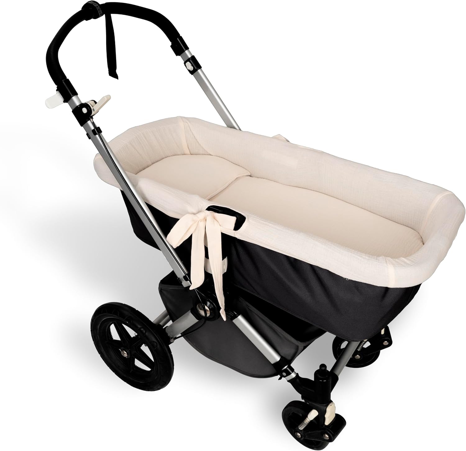 Babyline Cubre capazo Muselina 100% Algodón + Colchita + Almohada Muselina 100% Accesorios Set 3 Piezas. Fabricado En España. Hipoalergénica, Transpirable, Hipersuave (Beige)