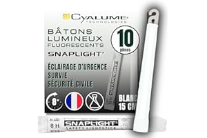 Cyalume SnapLight Knicklichter in weiß (10-er Pack) - 15 cm Glow Sticks mit Haken am Ende - ultra helle Light Sticks mit einer Leuchtdauer von 8 Stunden