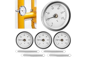 AICHARYNIC Lot de 4 thermomètres à aiguilles pour installations de chauffage et chaudières, 0 à 120 °C, 63 mm, thermomètre industriel
