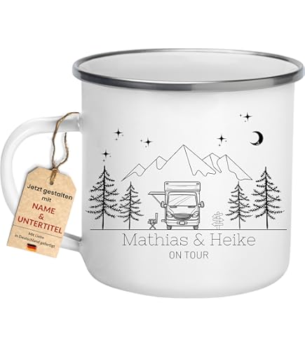 Mugsy I Emaille mok You can call me Captain - 330 ml outdoor mok met spreuk, onbreekbare emaille beker (blauw