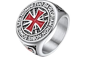 PROSTEEL Bague Chevalière Templier Homme en Acier Inoxydable/Plaqué Or/Noir Taille 54/57/59/62/64/67/69/72