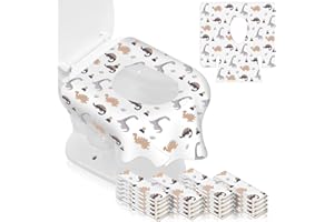 TAOPE Toilet Seat Covers Disposable, Potty Seat Covers Extra Large Size for Toddlers Potty Training, Public Restrooms and Travel (White - Dinosaur 40 Pieces)