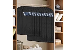 MuChoney Fundas de Ropa Bolsa de Ropa A Prueba de Polvo 10 pcs Negro (5M 60 * 100cm + 5L 60 * 120cm) Estuche para ropa Estuche para vestido Almacenamiento a largo plazo del traje Chaqueta Abrigo.