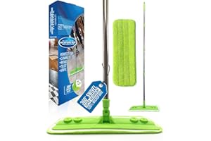 TDBS THE DUSTPAN AND BRUSH STORE Microfibre Mop with Washable Removable Cleaning Pad for Cleaner Laminate Floor Wood Tile and Hardwood - Quickly & Simply Remove Dust Dirt from Flooring with the Microfiber Cloth Pad Mop