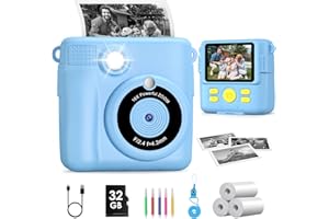 Camara Fotos Infantil Instantanea,GREENKINDER Camara Fotos Infantil,2.4" HD 1080P Cámara Instantánea para Niños con Tarjeta de 32GB,Bolígrafos de Colores y Papel de Impresión,Regalos Juguete