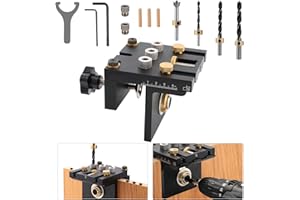 GQGP Kit de gabarit 3 en 1 de poche, kit de gabarit de cheville pour le travail du bois avec foret de 6/8/10/12/15 mm pour trous droits, avec clip de positionnement, guide de perçage réglable, localisateur